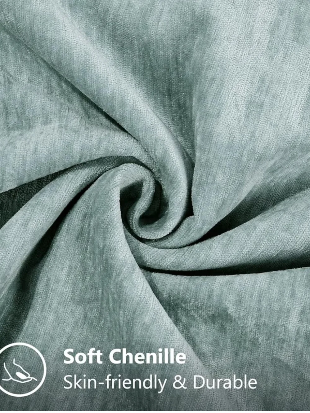 Chenille Square Throw Pillow Covers in Aqua Haze Set Of 2 Large 26x26
